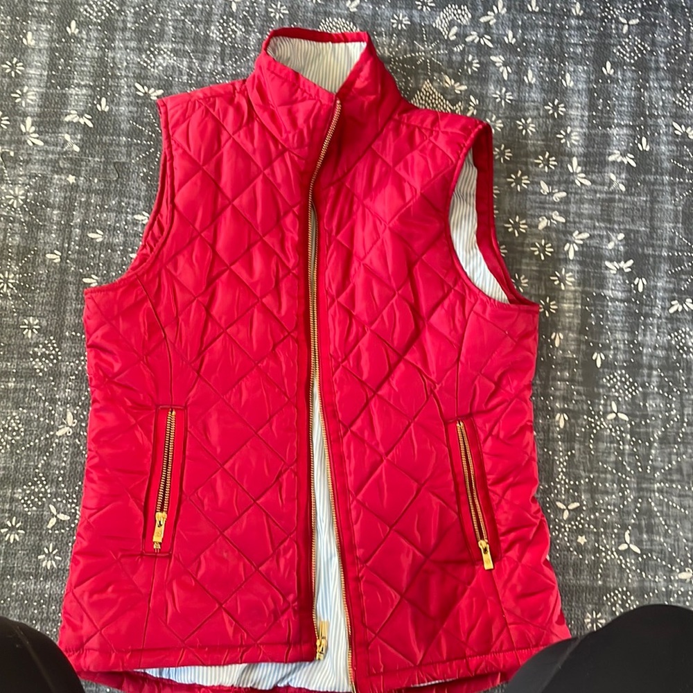 Southern Tide Quilted Vest Full Zip Cranberry Red Women’s Size Medium